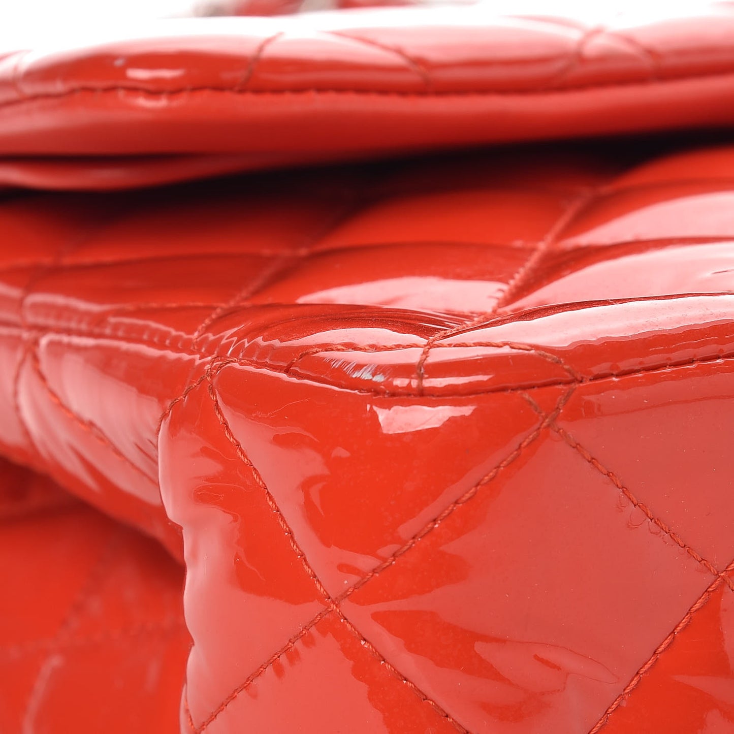 Patent Quilted Jumbo Double Flap Dark Red