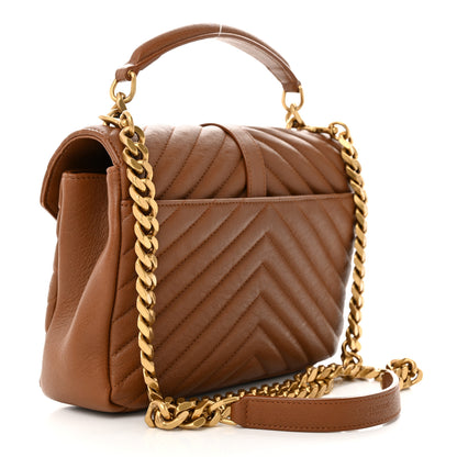 Saint Laurent Sheepskin Matelasse Chevron Monogram Medium College Bag Brick 3 of 14