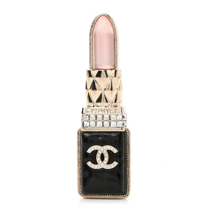 Chanel Metal Strass Pearl Lipstick Brooch Pink Gold 1 of 5
