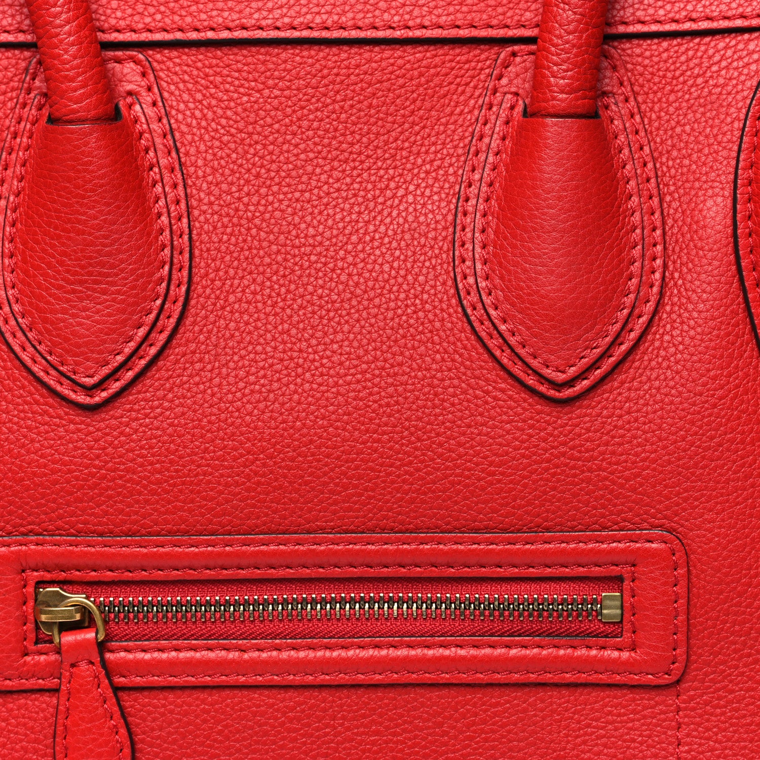 Celine Drummed Calfskin Mini Luggage Coquelicot 7 of 13
