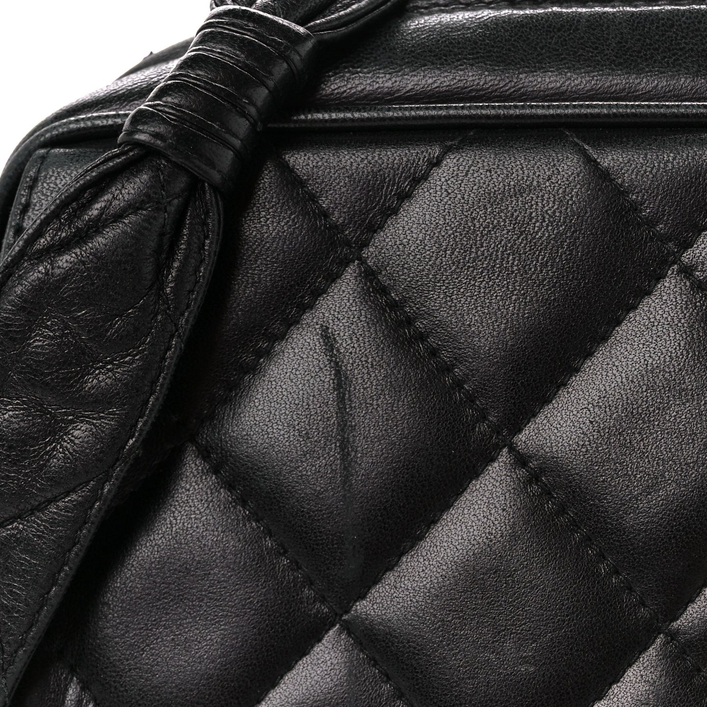 Lambskin Quilted Flap Camera Case Black