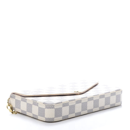 Louis Vuitton Damier Azur Pochette Felicie Chain Wallet Rose Ballerine 5 of 14