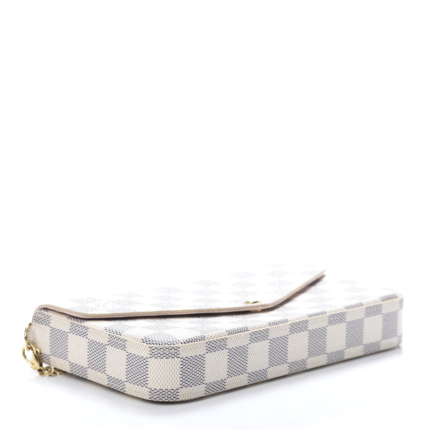 Damier Azur Pochette Felicie Chain Wallet Rose Ballerine