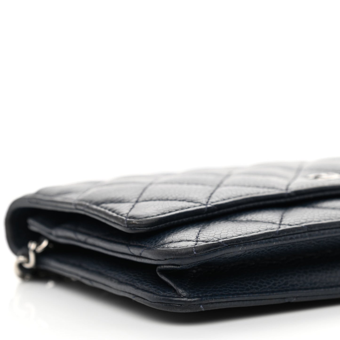Caviar Quilted Wallet On Chain WOC Navy Blue