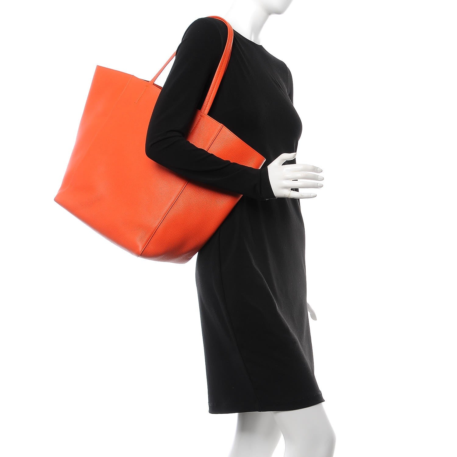 Celine Grained Calfskin Medium Horizontal Cabas Phantom Bright Orange 2 of 7