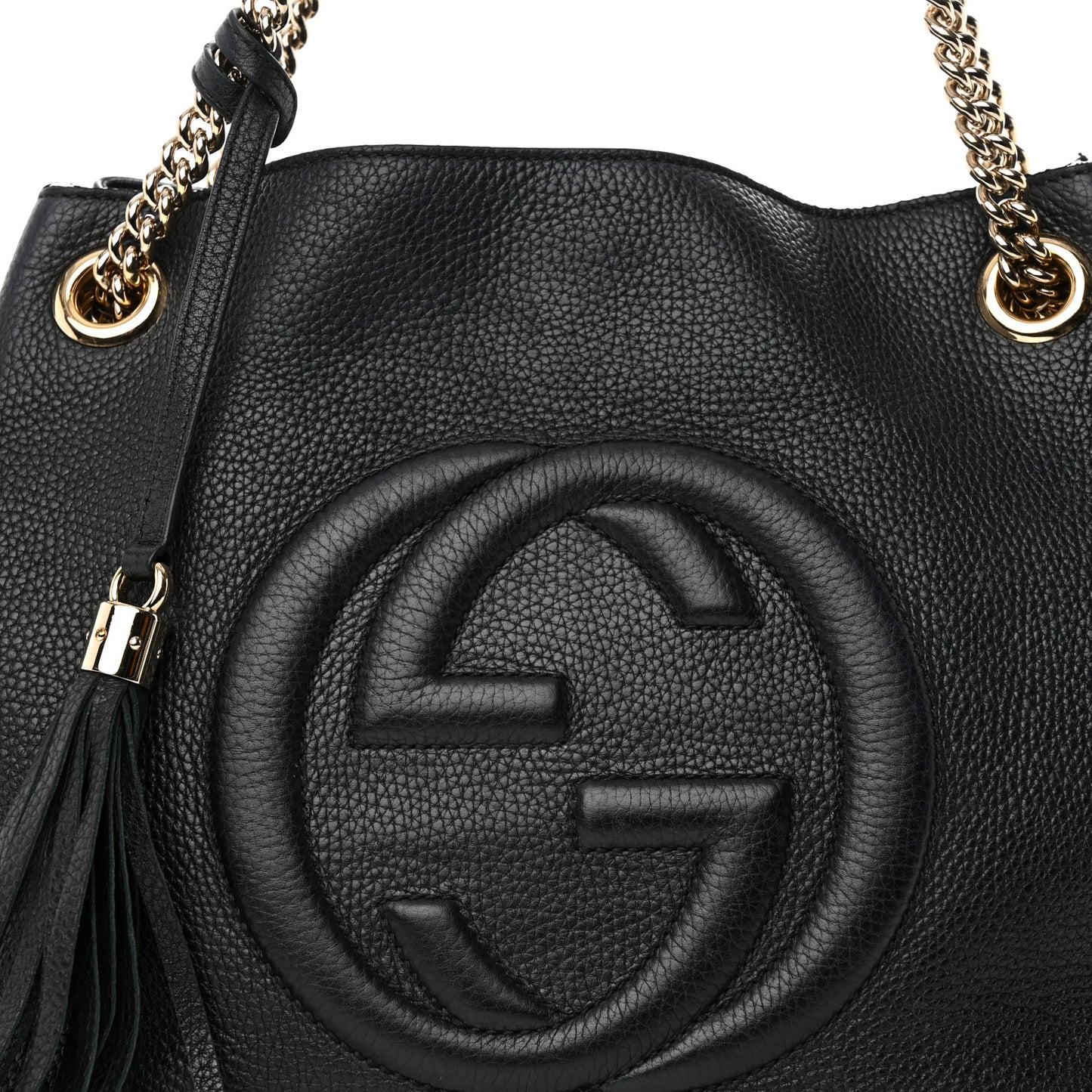 Pebbled Calfskin Medium Soho Chain Shoulder Bag Black