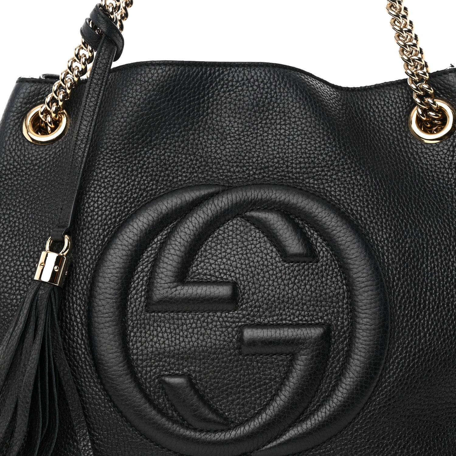 Gucci Pebbled Calfskin Medium Soho Chain Shoulder Bag Black 7 of 18
