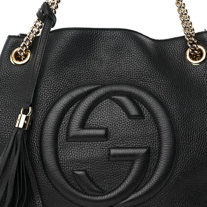 Gucci Pebbled Calfskin Medium Soho Chain Shoulder Bag Black 7 of 18