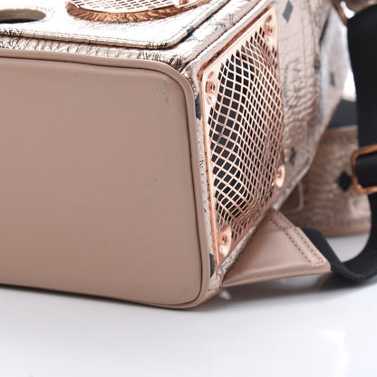 MCM Metallic X Wizpak Visetos Studded Sound System Speaker Backpack Champagne Gold 11 of 12