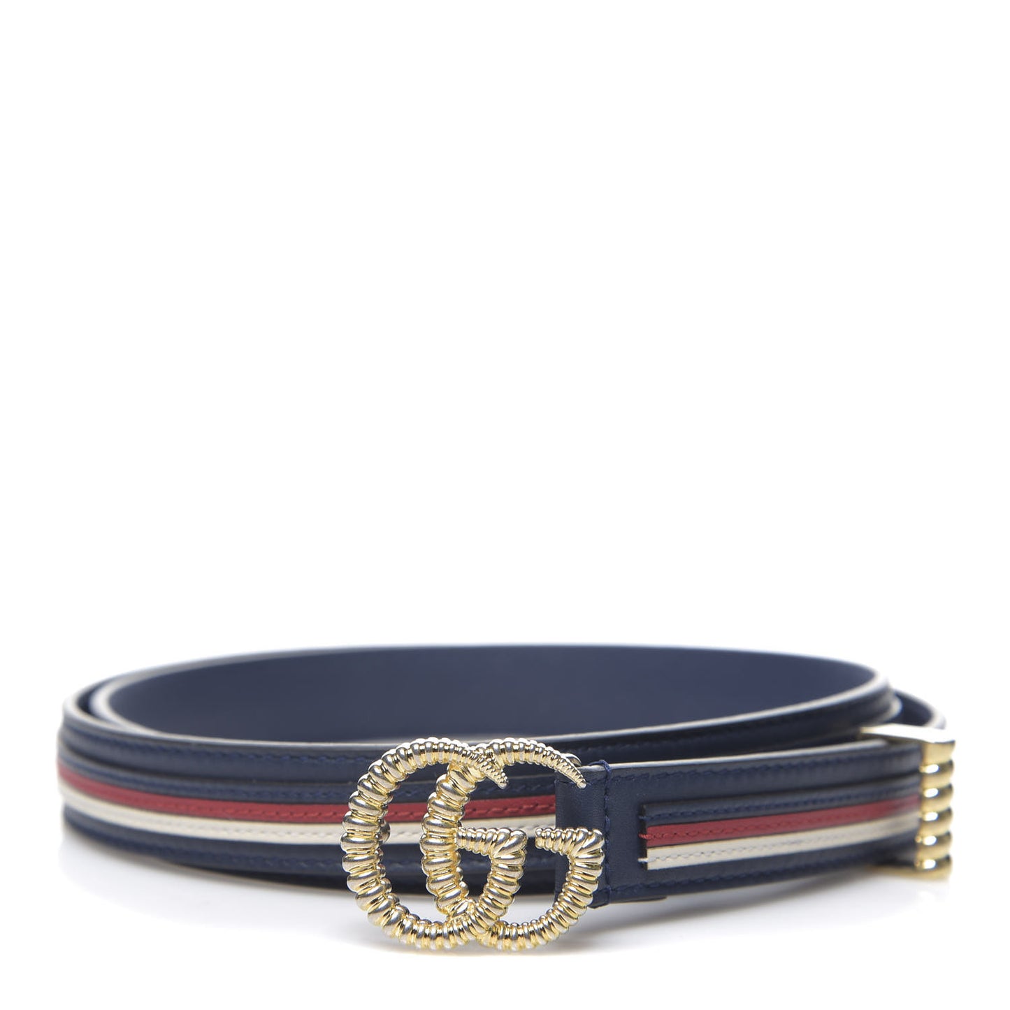 Calfskin Sylvie Stripe Torchon Double G 20mm Belt 90 36 Maritime Hibiscus Red Mystic White