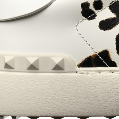 Valentino Garavani Calfskin Leopard Print Rockstud Untitled Open Sneakers 39 White 10 of 11