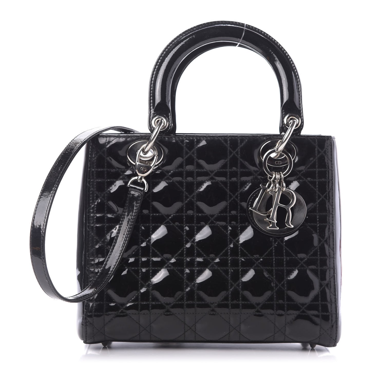 Patent Cannage Medium Lady Dior Black