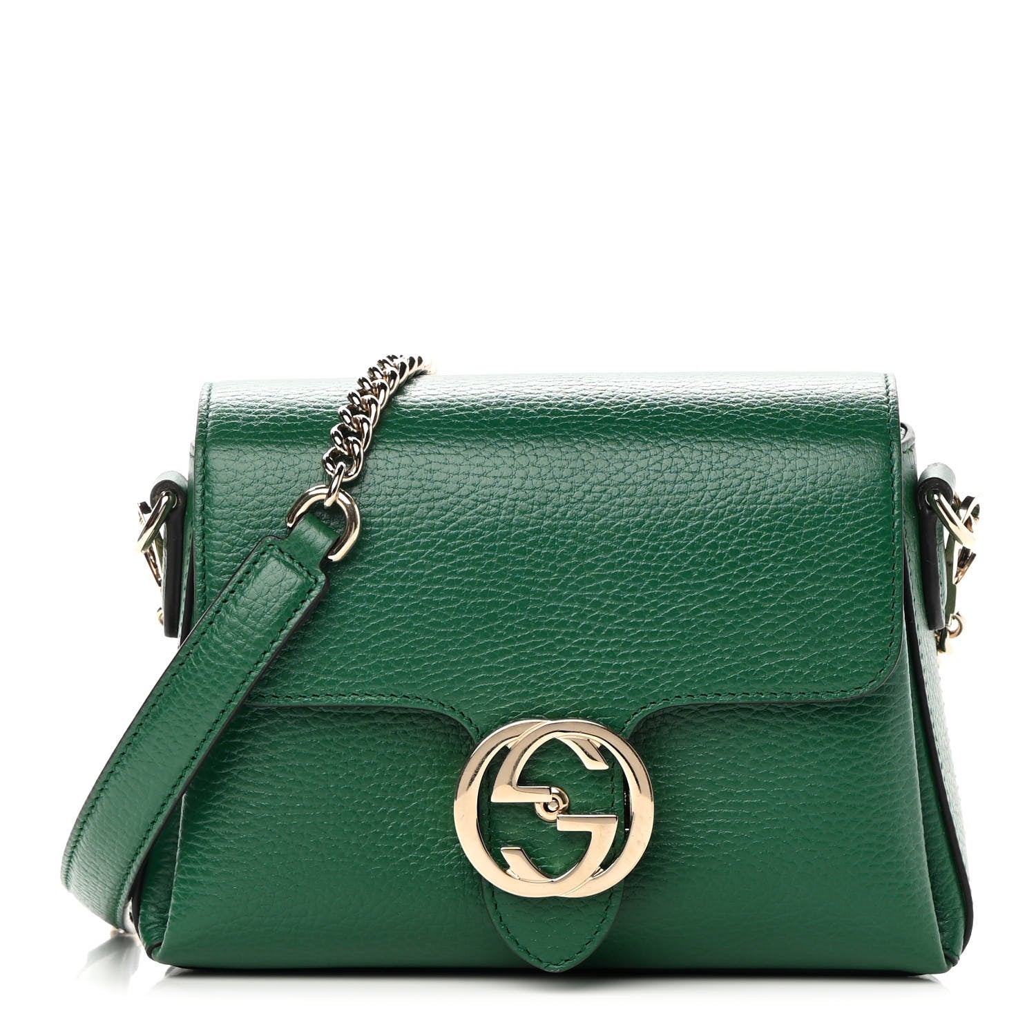 Gucci Dollar Calfskin Interlocking G Crossbody Bag Emerald 1 of 12