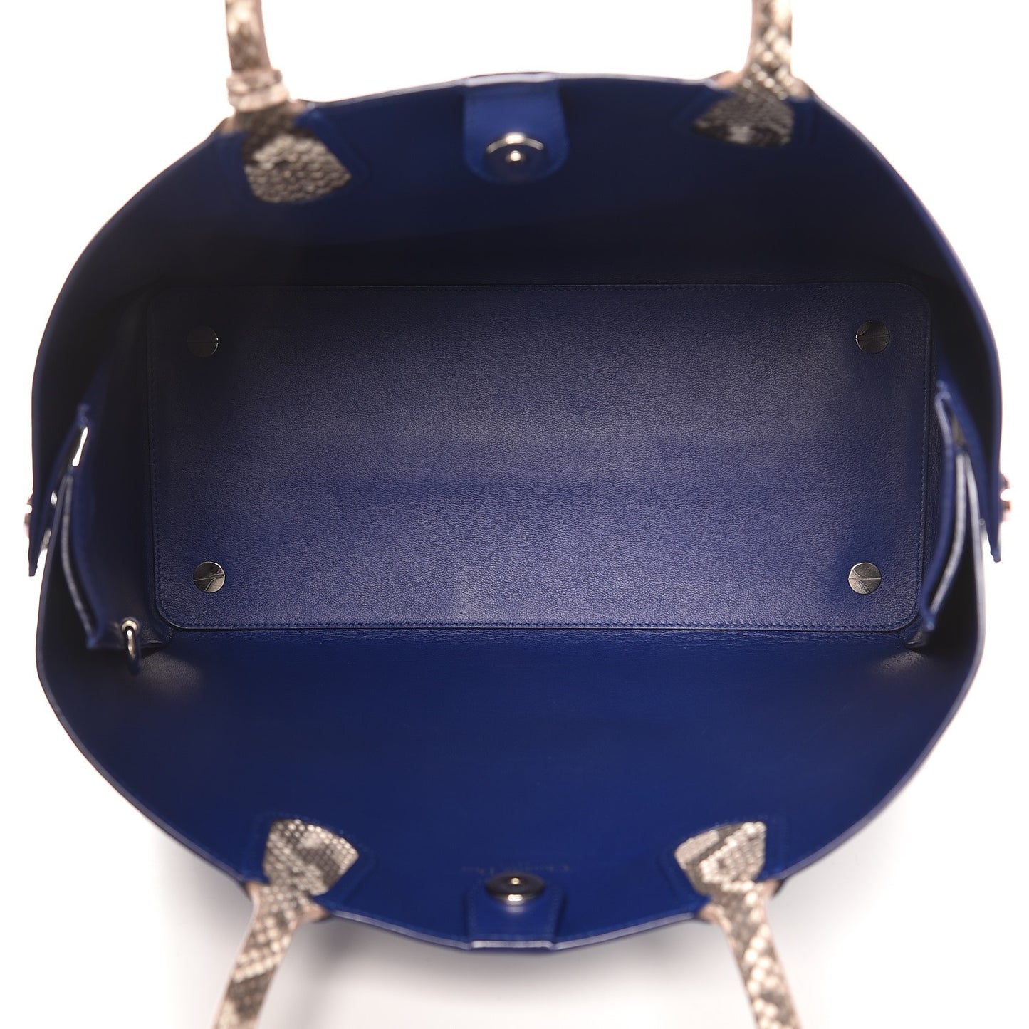 Calfskin Python Handle Large Addict Shopping Tote Blue
