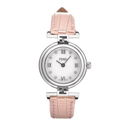 Fendi Stainless Steel Calfskin Diamond Pink Mother of Pearl 23mm Moda Quartz Watch 1 of 11