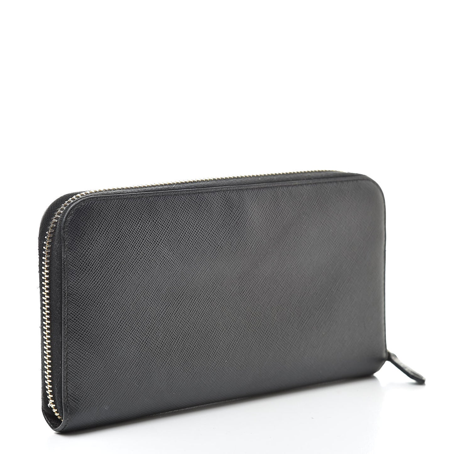 Saffiano Metal Zip Around Wallet Black