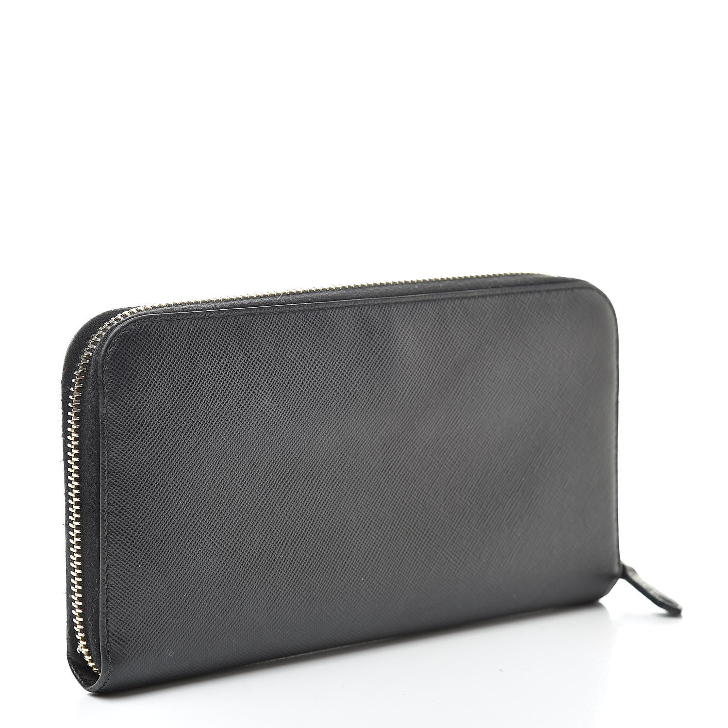 Prada Saffiano Metal Zip Around Wallet Black 3 of 10