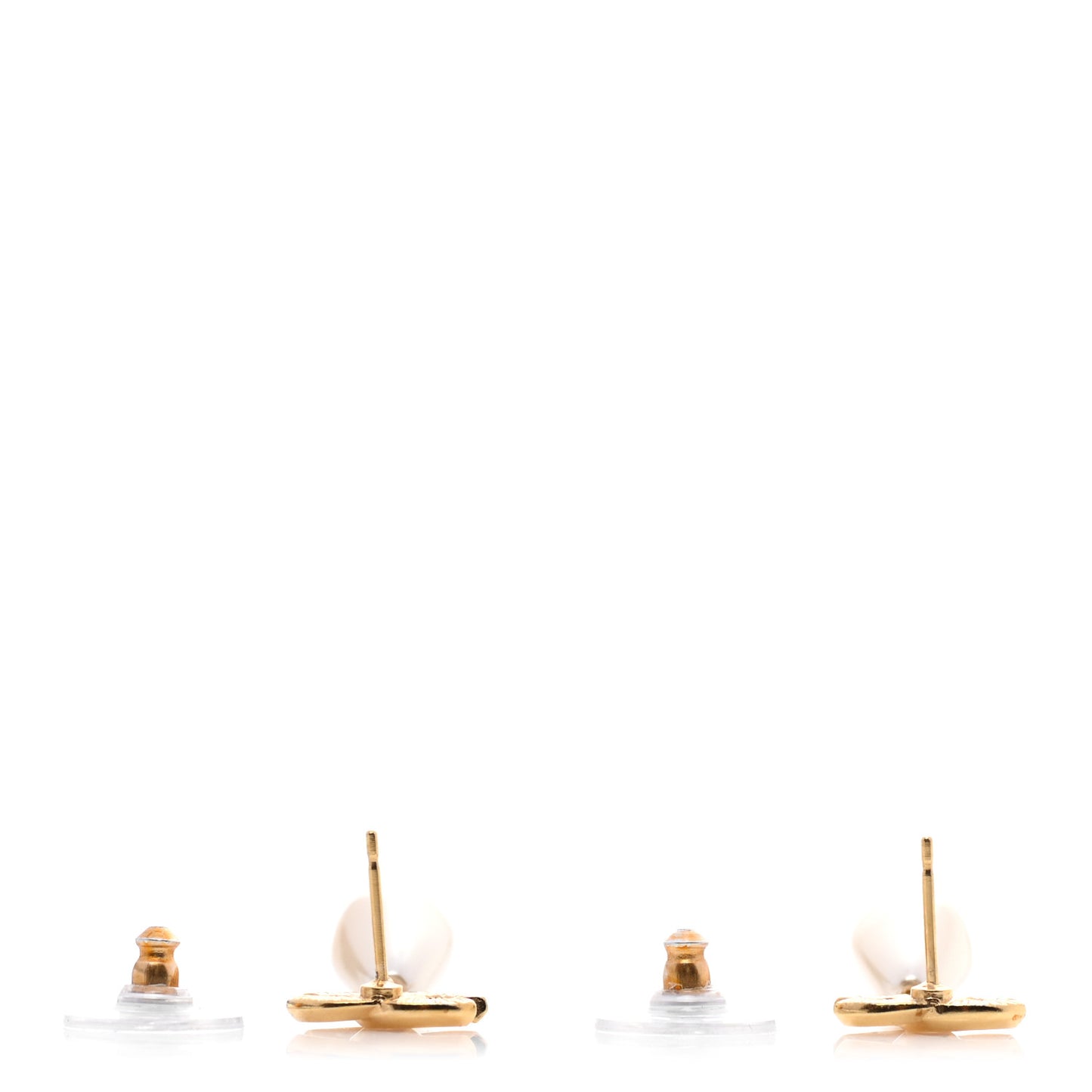 Metal CC Pearl Drop Earrings Gold