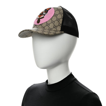 Gucci GG Supreme Monogram Mystic Cat Print Baseball Hat M Beige 2 of 9