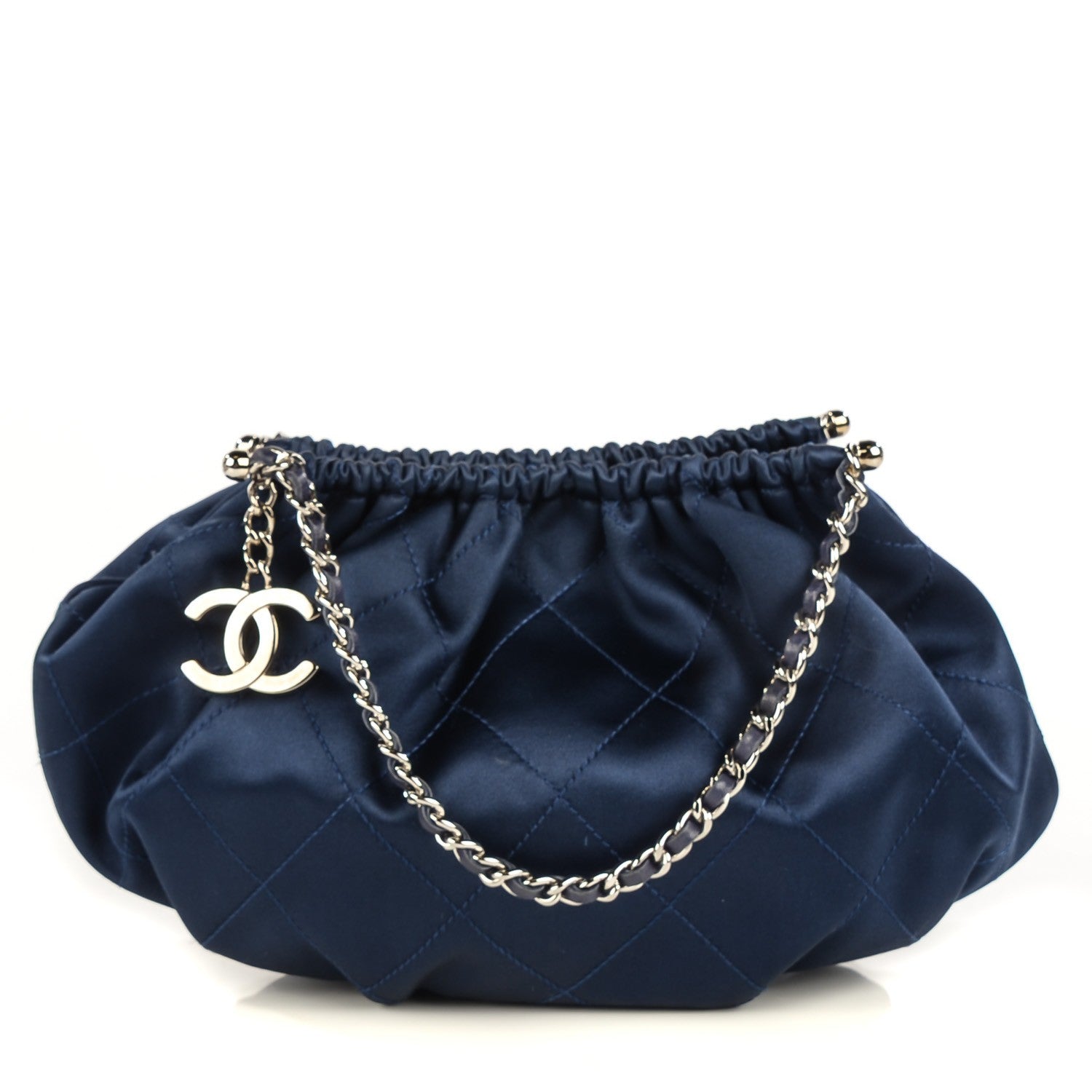Chanel Satin Diamond Stitch Croissant Pochette Blue 1 of 7