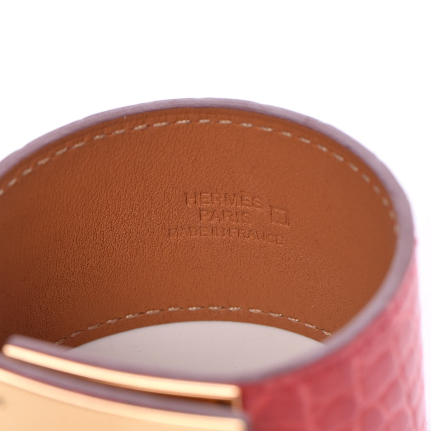 Shiny Alligator Kelly Dog Cuff Bougainvillea