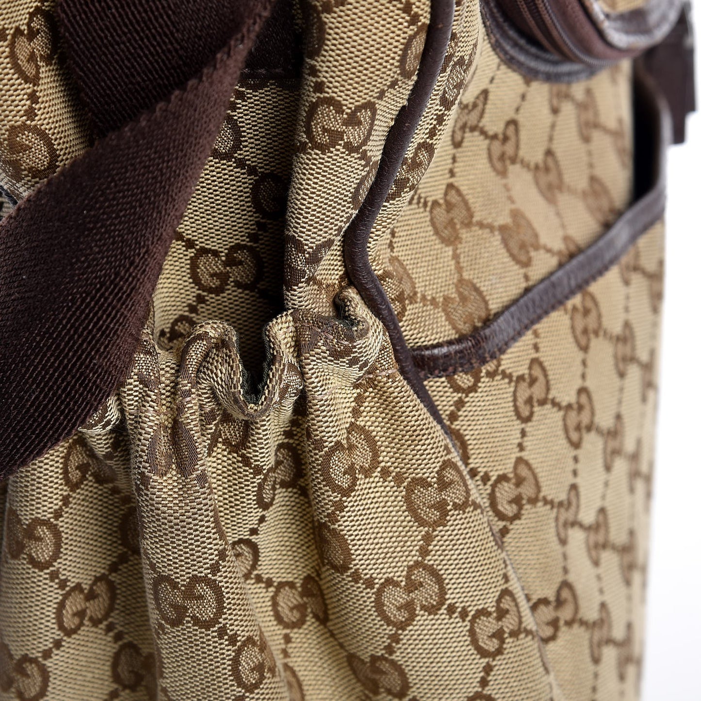 Monogram Natural Pigskin Large Diaper Bag Beige Ebony Cocoa Dark Chocolate