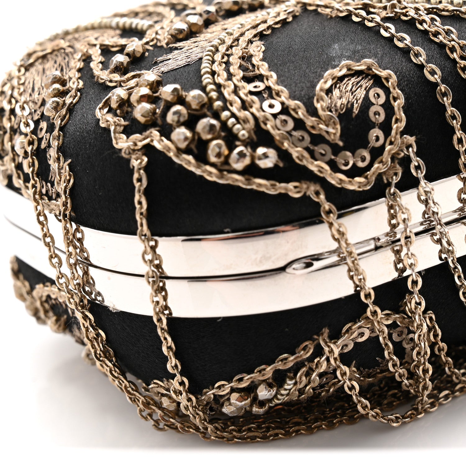 Alexander McQueen Silk Chain Skull Knuckle Box Clutch Black 9 of 12