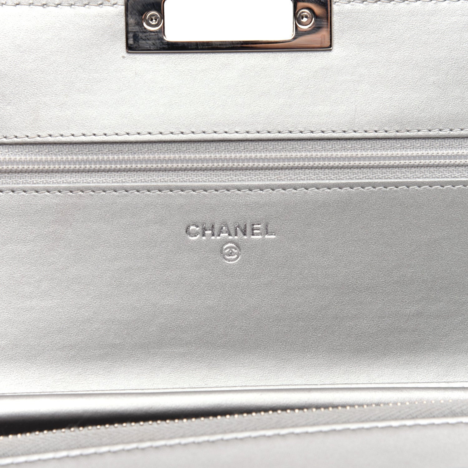 Chanel Patent Quilted Golden Class Wallet on Chain WOC Silver 8 of 9