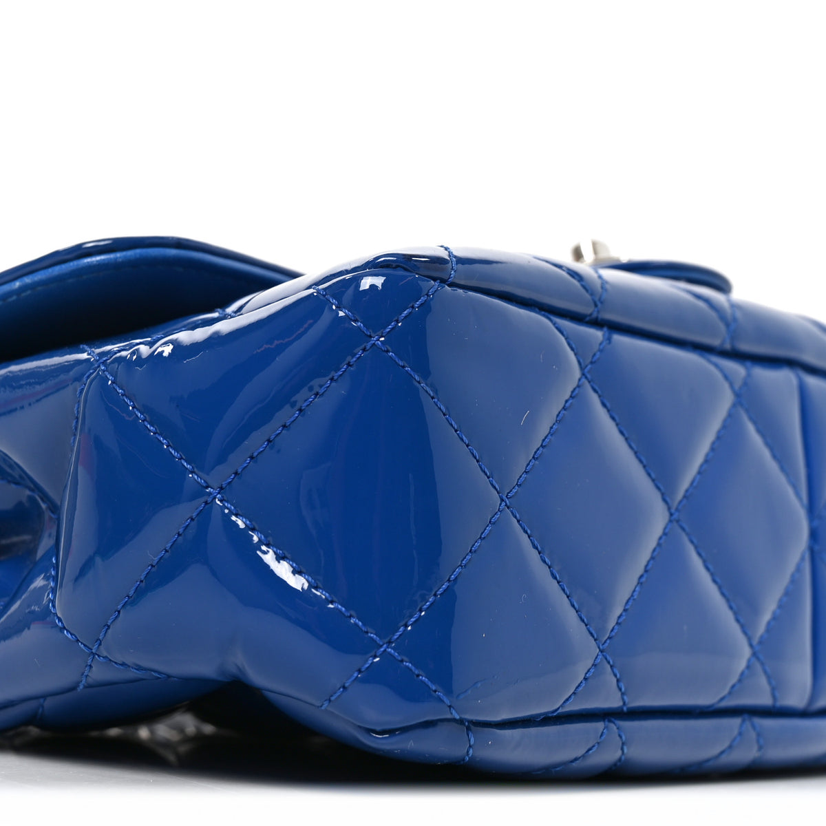 Patent Quilted Small Coco Shine Flap Blue