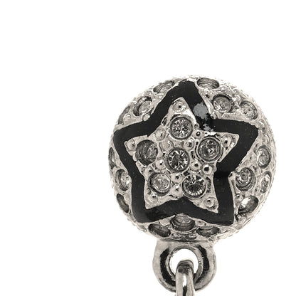 Chanel Crystal Enamel CC Star Drop Earrings Silver Black 5 of 6