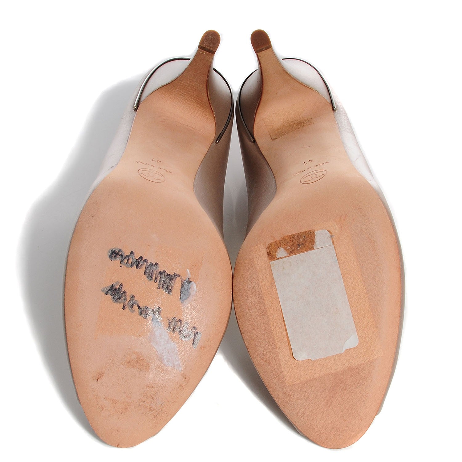 Chanel Metallic Calfskin CC Peep Toe Pumps 41 5 of 8
