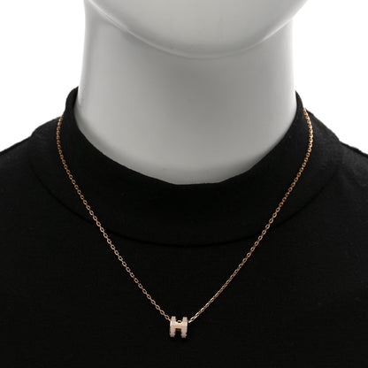 Hermes Lacquered Gold Mini Pop H Pendant Necklace Rose Dragee 2 of 8