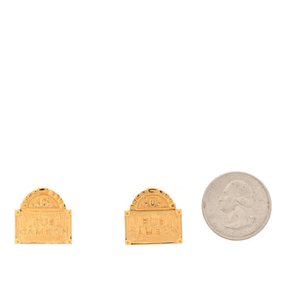Chanel Metal Rue Cambon Earrings Gold 2 of 4