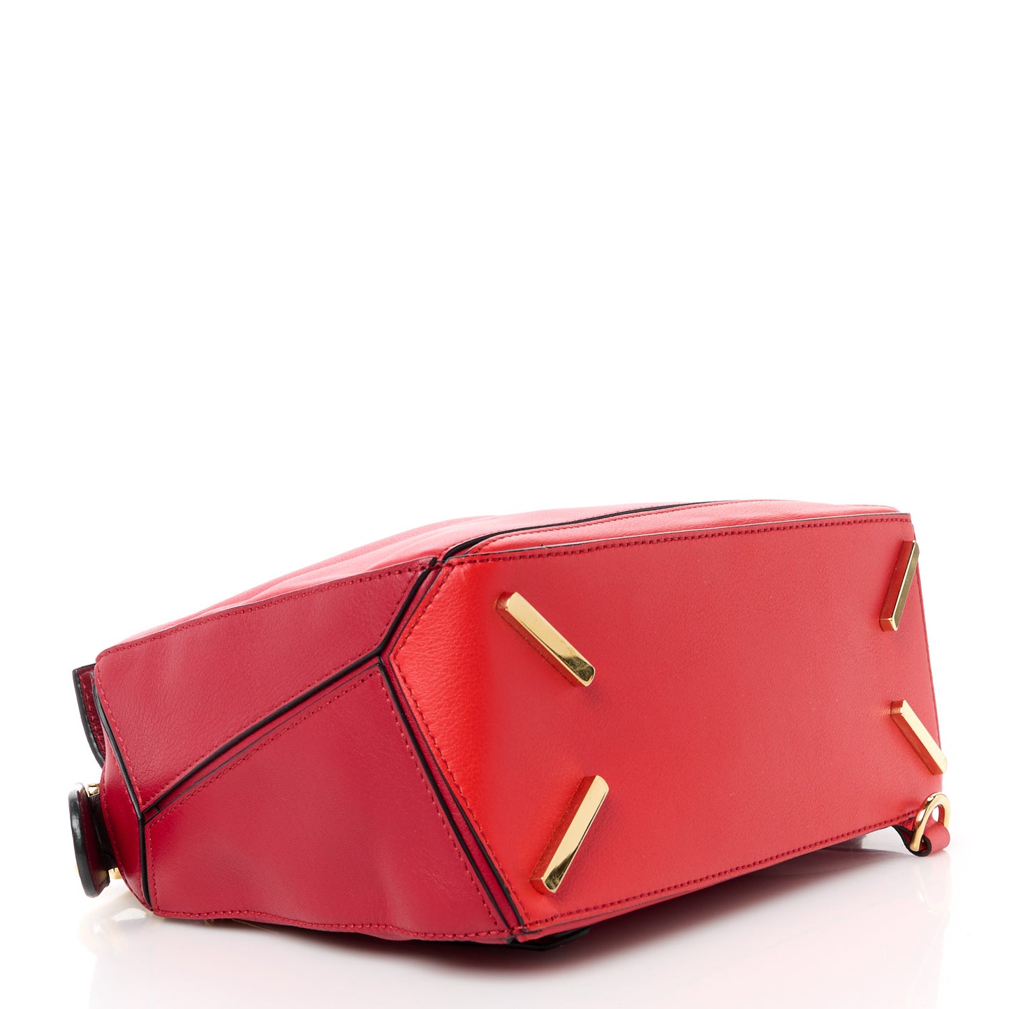 Calfskin Colorblock Small Puzzle Bag Red