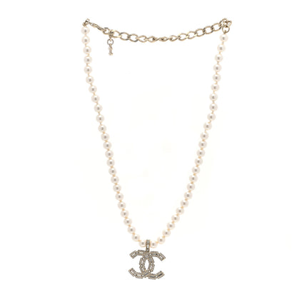 Chanel Pearl Crystal Baguette CC Short Necklace Gold 3 of 6