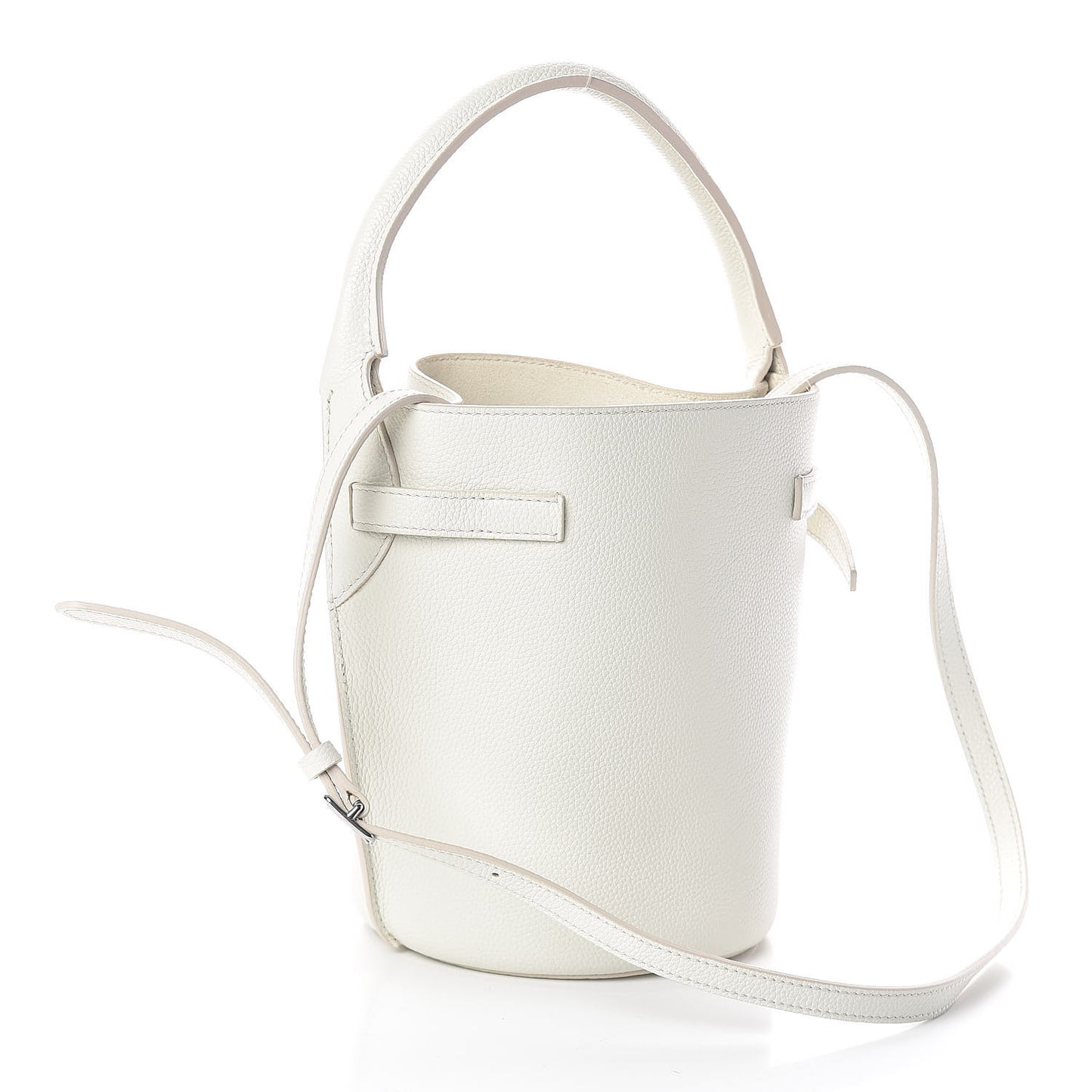 Supple Grained Calfskin Nano Big Bag Bucket White