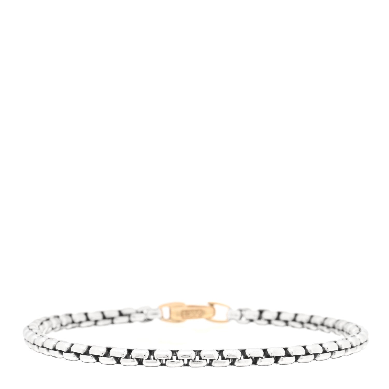 David Yurman Sterling Silver 14K Yellow Gold 4mm Box Chain Bracelet 1 of 3