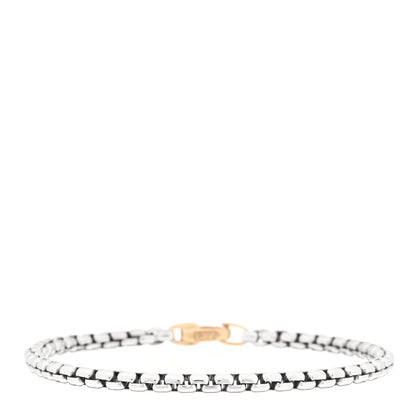 David Yurman Sterling Silver 14K Yellow Gold 4mm Box Chain Bracelet 1 of 3