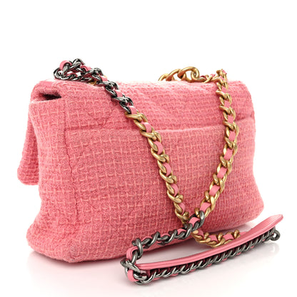 Chanel Metallic Tweed Quilted Large Chanel 19 Flap Pink 3 of 11