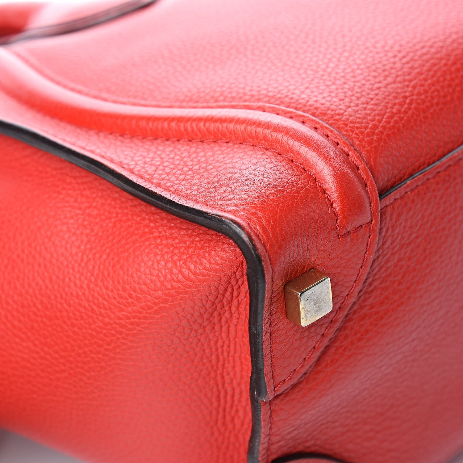 Celine Drummed Calfskin Micro Luggage Red 11 of 19