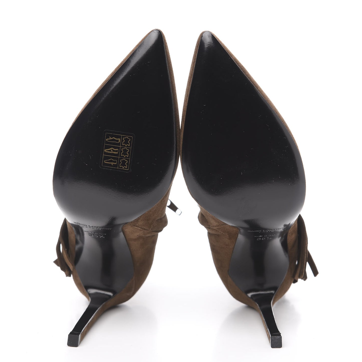 Suede Paris Fringe Ankle Boots 35.5 Brown