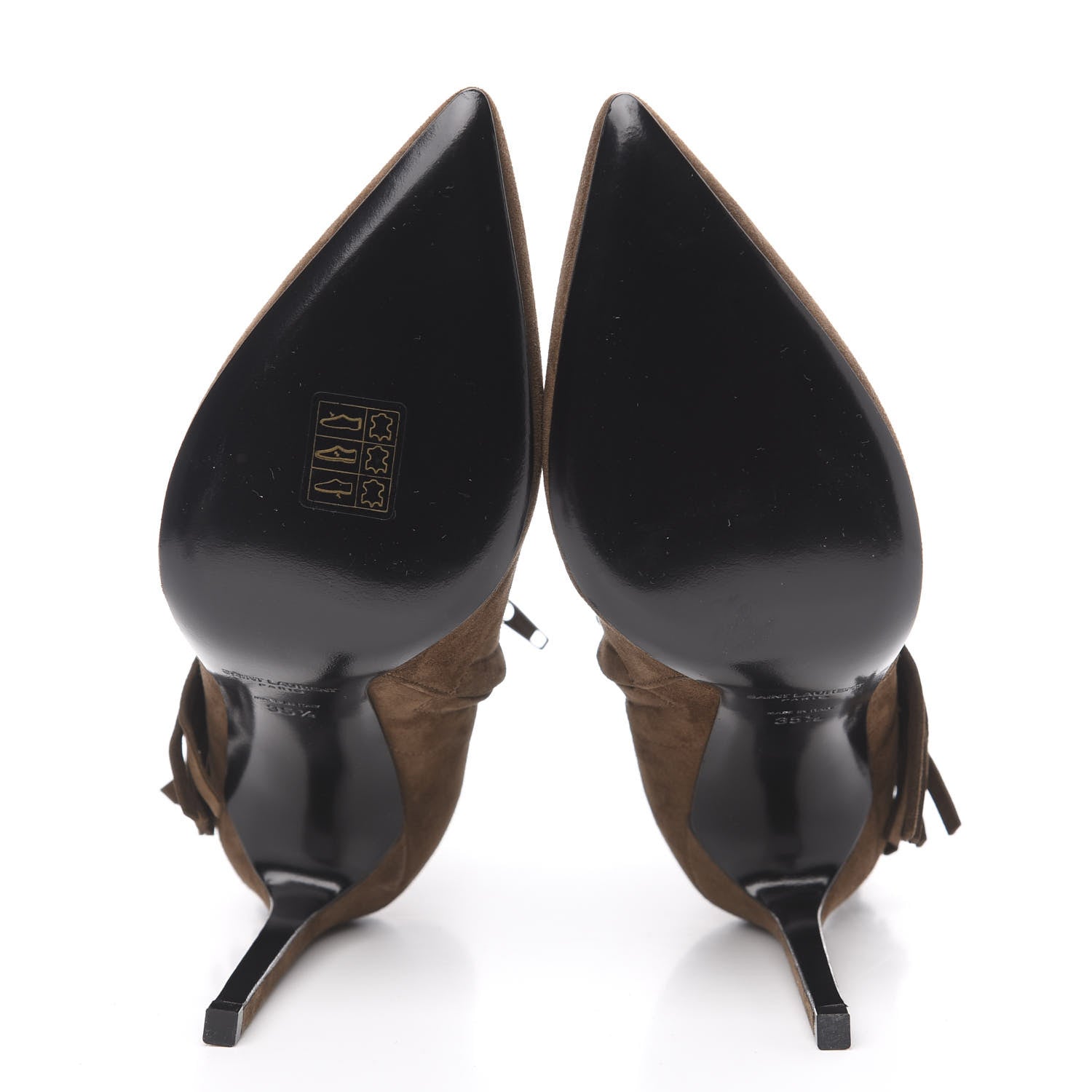 Saint Laurent Suede Paris Fringe Ankle Boots 35.5 Brown 5 of 8