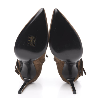 Saint Laurent Suede Paris Fringe Ankle Boots 35.5 Brown 5 of 8