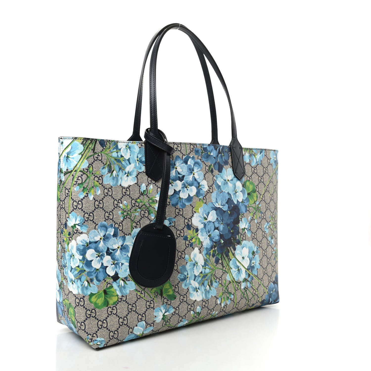 Gucci GG Supreme Monogram Blooms Medium Reversible Tote Beige Blue Navy 3 of 16