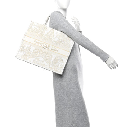 Christian Dior Canvas Embroidered Large Around The World Book Tote Gold 2 of 11