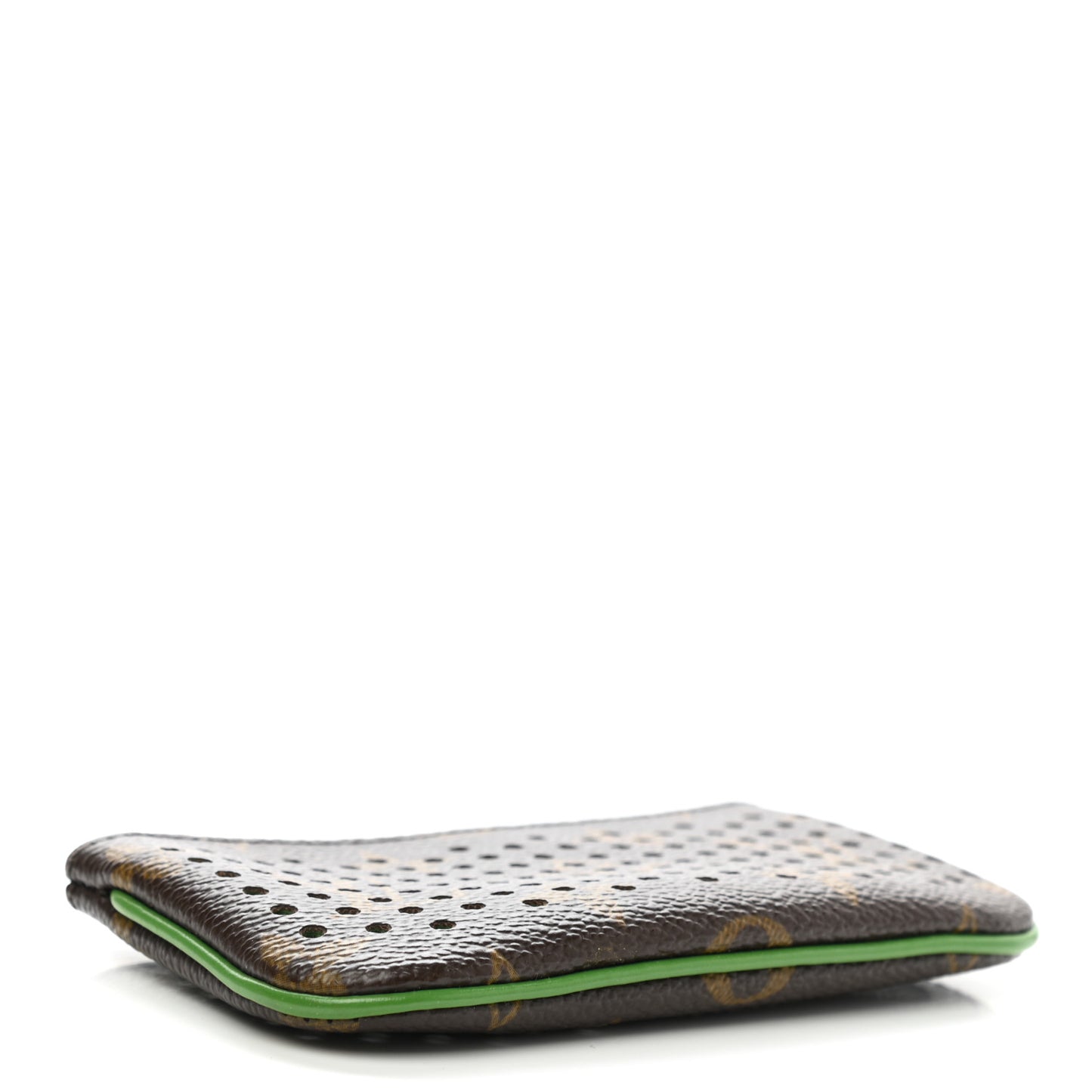 Monogram Perforated Key Pouch Green