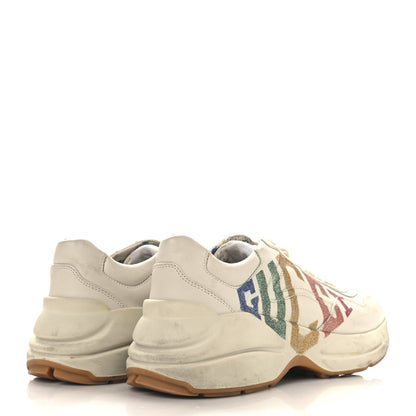 Gucci Calfskin Glitter Game Logo Womens Rhyton Sneakers 38.5 Mystic White 5 of 10