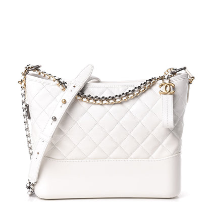Chanel Patent Goatskin Quilted Medium Gabrielle Hobo White 1 of 11