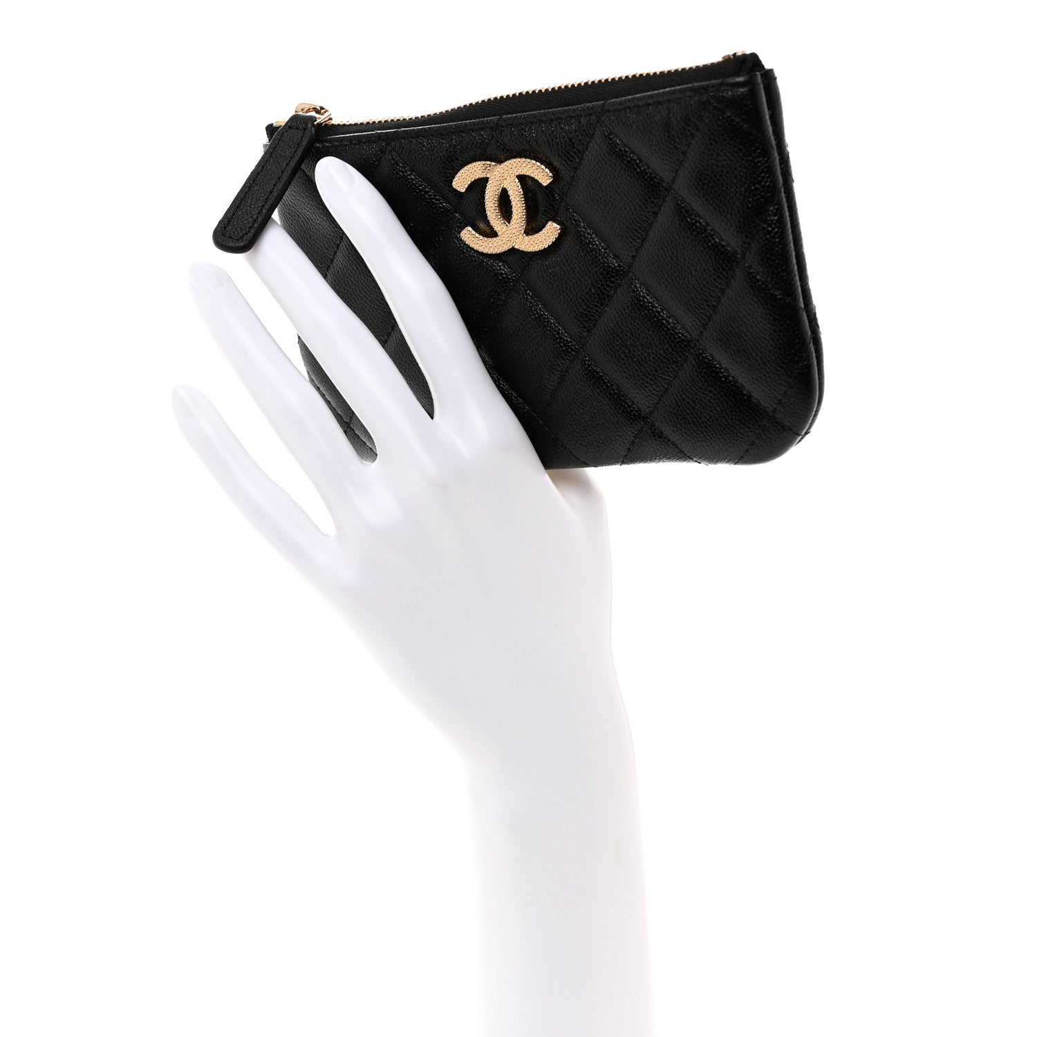 Chanel Caviar Quilted Studded CC Small Pouch Black 2 of 8