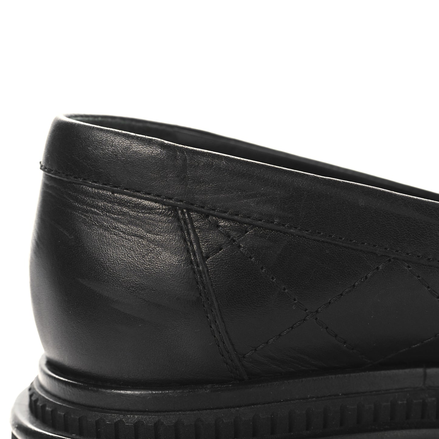 Calfskin Quilted CC Mocassin Loafers 38.5 Black